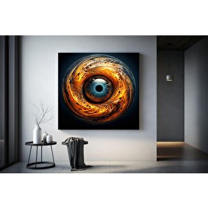 Siyah Noktalı Ve Turuncu Alevli Göz Kanvas Tablosu; Göz Baskısı; Yatak Odası Duvar Dekoru; Ev Hediye