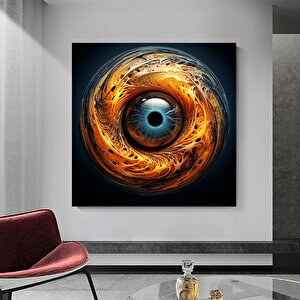 Siyah Noktalı Ve Turuncu Alevli Göz Kanvas Tablosu; Göz Baskısı; Yatak Odası Duvar Dekoru; Ev Hediye