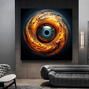 Siyah Noktalı Ve Turuncu Alevli Göz Kanvas Tablosu; Göz Baskısı; Yatak Odası Duvar Dekoru; Ev Hediye 50x50 cm