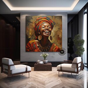 Afrika-amerikan Pop Art Kadın Tablosu – Renkli Soyut Duvar Sanatı 120x120 cm
