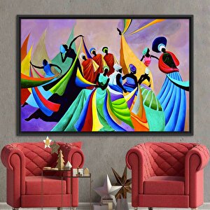 Renkli Afrikalı Kadın Dansçıları, Afrika Duvar Sanatı, Afro-amerikan Kadın Portreleri