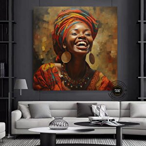 Afrika-amerikan Pop Art Kadın Tablosu – Renkli Soyut Duvar Sanatı 60x60 cm