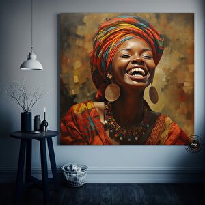 Afrika-amerikan Pop Art Kadın Tablosu – Renkli Soyut Duvar Sanatı