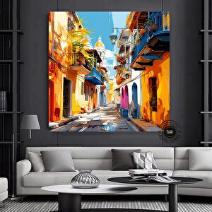 Kolombiya Duvar Sanatı | Cartagena & Bogotá | Kanvas Baskılar | Kolombiyalı Ev Dekoru | Latin Sanatı 80x80 cm