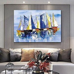 Yelkenli Gemiler Tuval Duvar Sanatı, Yelkenli Gemi Tuval Resmi, Gemiler Tuval Baskısı 80x150 cm