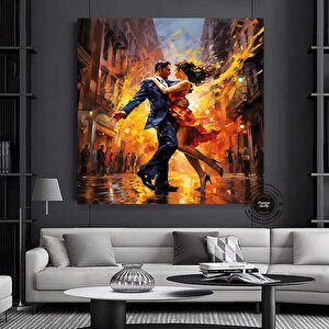 Ev Dekoru Kanvas; Büyük Kanvas; Dans Eden Çift Tablosu; Müzik Odası Sanatı; Tango Çift Kanvası; Çerç 60x60 cm