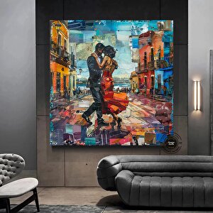 Kanvas Ev Dekoru; Büyük Kanvas; Dans Eden Çift Tablo Baskısı; Müzik Odası Sanatı; Tango Çift Kanvas; 30x30 cm