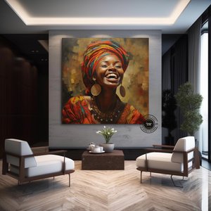 Afrika-amerikan Pop Art Kadın Tablosu – Renkli Soyut Duvar Sanatı 40x40 cm