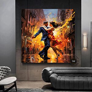 Ev Dekoru Kanvas; Büyük Kanvas; Dans Eden Çift Tablosu; Müzik Odası Sanatı; Tango Çift Kanvası; Çerç 50x50 cm