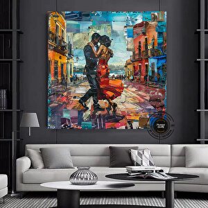Kanvas Ev Dekoru; Büyük Kanvas; Dans Eden Çift Tablo Baskısı; Müzik Odası Sanatı; Tango Çift Kanvas; 50x50 cm