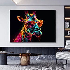 Zürafa Soyut Renkli Kanvas Tablo, Gerilmiş Çok Renkli Hazır Duvar Sanatı 150x250 cm