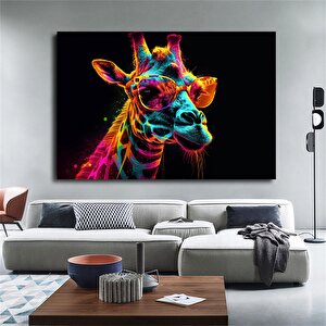 Zürafa Soyut Renkli Kanvas Tablo, Gerilmiş Çok Renkli Hazır Duvar Sanatı 150x250 cm
