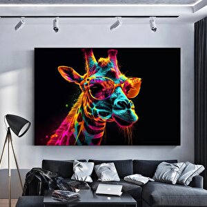 Zürafa Soyut Renkli Kanvas Tablo, Gerilmiş Çok Renkli Hazır Duvar Sanatı