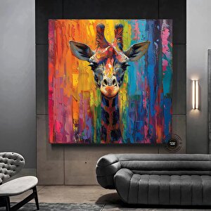Renkli Zürafa Sanatı Baskısı, Canlı Hayvan Portresi Kanvası, Soyut Vahşi Yaşam Safari Dekoru