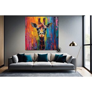 Renkli Zürafa Sanatı Baskısı, Canlı Hayvan Portresi Kanvası, Soyut Vahşi Yaşam Safari Dekoru