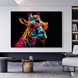 Zürafa Soyut Renkli Kanvas Tablo, Gerilmiş Çok Renkli Hazır Duvar Sanatı 50x70 cm