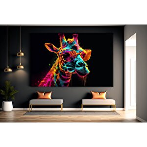 Zürafa Soyut Renkli Kanvas Tablo, Gerilmiş Çok Renkli Hazır Duvar Sanatı 50x70 cm
