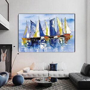 Yelkenli Gemiler Tuval Duvar Sanatı, Yelkenli Gemi Tuval Resmi, Gemiler Tuval Baskısı 80x160 cm