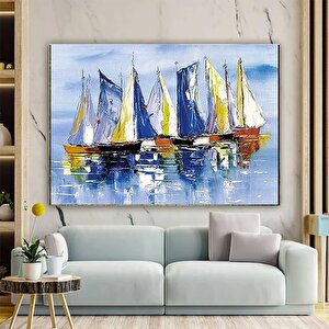 Yelkenli Gemiler Tuval Duvar Sanatı, Yelkenli Gemi Tuval Resmi, Gemiler Tuval Baskısı 80x160 cm