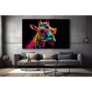 Zürafa Soyut Renkli Kanvas Tablo, Gerilmiş Çok Renkli Hazır Duvar Sanatı