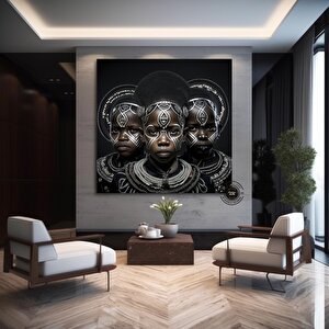 Afrikalı Çocuk Kanvas Tablosu, Afrika Kabile Kültürü Temalı Sanat 30x30 cm