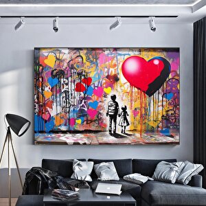 Urban Stil Kanvas | Banksy Stili Kanvas Sanatı | Sokak Graffiti Sanatı Baskısı | Modern Ev Dekor | B 70x150 cm