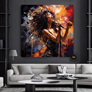 Afrika Amerikan Sanatı Büyük Kanvas, Siyah Kadın Portre Sanatı, Soyut Afrika Kadın Baskısı 60x60 cm
