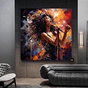 Afrika Amerikan Sanatı Büyük Kanvas, Siyah Kadın Portre Sanatı, Soyut Afrika Kadın Baskısı 60x60 cm