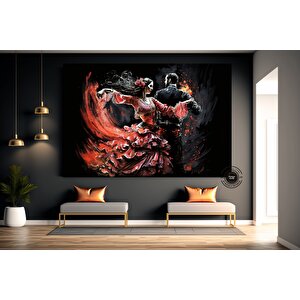 Flamenco Dansçısı Duvar Sanatı – İspanyol Tarzı, Çift Dans Sahnesi, Ev Dekoru 100x200 cm