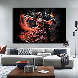 Flamenco Dansçısı Duvar Sanatı – İspanyol Tarzı, Çift Dans Sahnesi, Ev Dekoru 100x200 cm