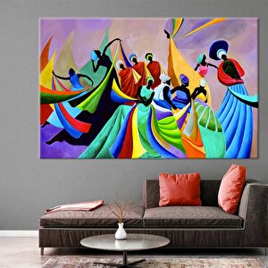 Renkli Afrikalı Kadın Dansçıları, Afrika Duvar Sanatı, Afro-amerikan Kadın Portreleri 120x180 cm