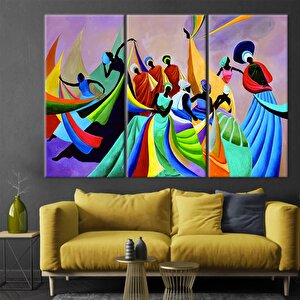 Renkli Afrikalı Kadın Dansçıları, Afrika Duvar Sanatı, Afro-amerikan Kadın Portreleri
