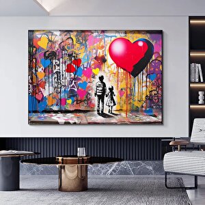 Urban Stil Kanvas | Banksy Stili Kanvas Sanatı | Sokak Graffiti Sanatı Baskısı | Modern Ev Dekor | B 90x150 cm