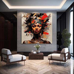 Renkli Afrika Kadın Kanvas Sanatı, Afro-amerikan Sanat, Modern Baskı, Moda Dekoru, Duvar Dekoru 100x100 cm