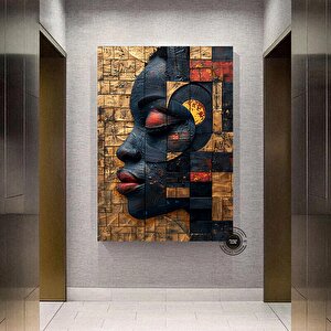 Afrika Amerikan Kültürü Duvar Sanatı; Afrika Kültürü Duvar Dekoru; Yerel Kadın Duvar Sanatı; Soyut K 50x70 cm