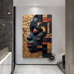 Afrika Amerikan Kültürü Duvar Sanatı; Afrika Kültürü Duvar Dekoru; Yerel Kadın Duvar Sanatı; Soyut K 60x120 cm