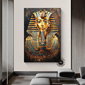 Tutankhamun Soyut Kanvas Baskı; Firavun Teması; Mısır Dekoru; Antik Mısır Sanatı; Dijital Baskı; Ev 60x120 cm