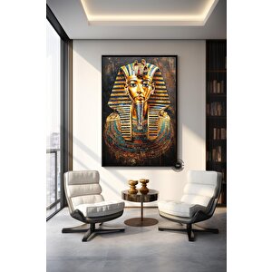 Tutankhamun Soyut Kanvas Baskı; Firavun Teması; Mısır Dekoru; Antik Mısır Sanatı; Dijital Baskı; Ev 100x150 cm
