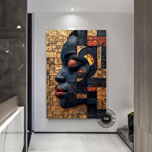 Afrika Amerikan Kültürü Duvar Sanatı; Afrika Kültürü Duvar Dekoru; Yerel Kadın Duvar Sanatı; Soyut K 40x60 cm