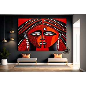 Soyut Afrika Tribal Duvar Sanatı; Afro Kültür; Yüz Tablosu 50x70 cm