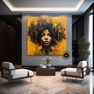 Renkli Afrikalı Kadın Kanvas Sanatı | Afrika-amerikan Sanatı | Modern Baskı | Moda Dekor 70x70 cm