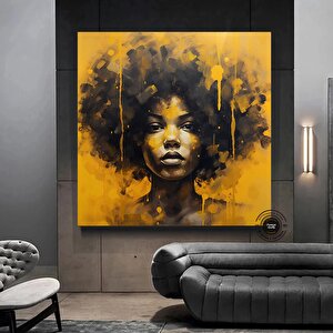 Renkli Afrikalı Kadın Kanvas Sanatı | Afrika-amerikan Sanatı | Modern Baskı | Moda Dekor 50x50 cm