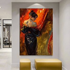 Vintage Kadın Portresi; Antika Kanvas Tablosu; Genç Bayan Resmi; Asmaya Hazır Kadın Sanatı