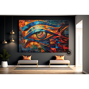 Antik Mısır Duvar Sanatı, Ra’nın Gözü Kanvas Baskı, Büyük Antik Mısır Ev Dekoru 150x250 cm