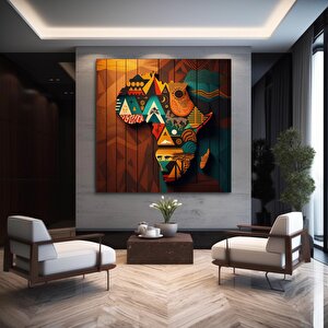 Afrika Haritası Kanvas Tablosu, Afrika Seyahat Baskısı, Afrikalı Duvar Sanatı, Afrikalı Sanat 50x50 cm