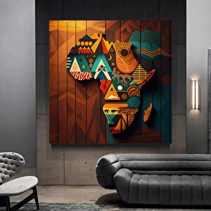 Afrika Haritası Kanvas Tablosu, Afrika Seyahat Baskısı, Afrikalı Duvar Sanatı, Afrikalı Sanat 50x50 cm