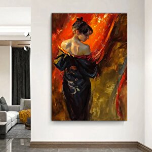 Vintage Kadın Portresi; Antika Kanvas Tablosu; Genç Bayan Resmi; Asmaya Hazır Kadın Sanatı