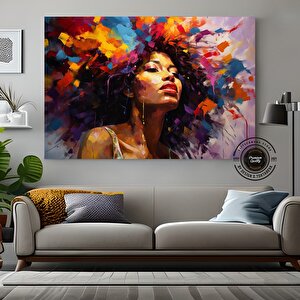 Afrika-amerikan Sanatı Büyük Kanvas – Siyah Kadın Portresi; Soyut Afrika Kadın Baskısı; Renkli Soyut