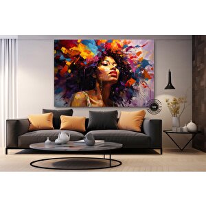 Afrika-amerikan Sanatı Büyük Kanvas – Siyah Kadın Portresi; Soyut Afrika Kadın Baskısı; Renkli Soyut 150x250 cm