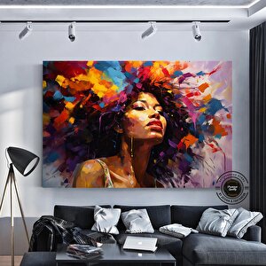Afrika-amerikan Sanatı Büyük Kanvas – Siyah Kadın Portresi; Soyut Afrika Kadın Baskısı; Renkli Soyut